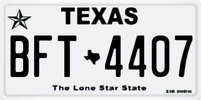 TX license plate BFT4407