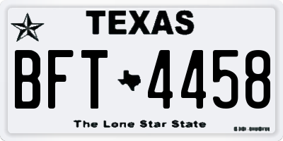 TX license plate BFT4458