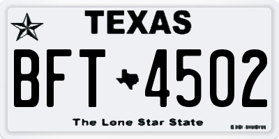 TX license plate BFT4502