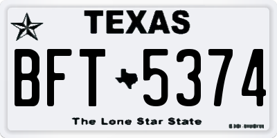 TX license plate BFT5374