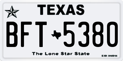 TX license plate BFT5380