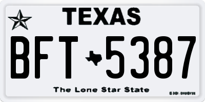 TX license plate BFT5387
