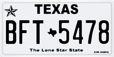 TX license plate BFT5478