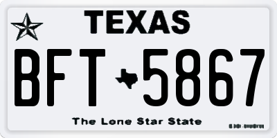 TX license plate BFT5867