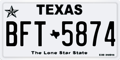 TX license plate BFT5874