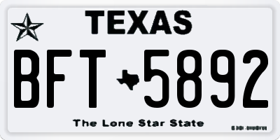 TX license plate BFT5892