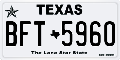 TX license plate BFT5960
