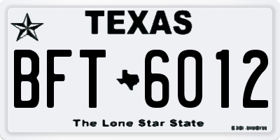 TX license plate BFT6012