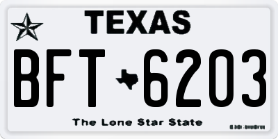 TX license plate BFT6203