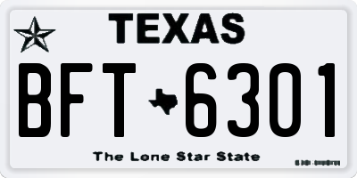 TX license plate BFT6301