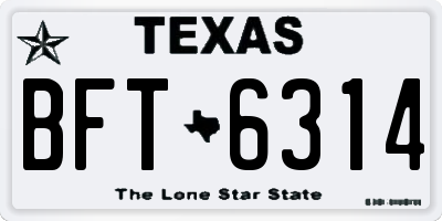 TX license plate BFT6314