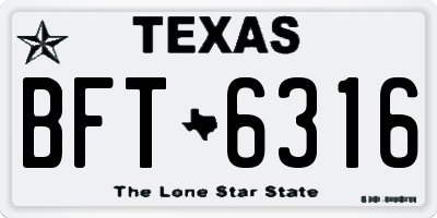 TX license plate BFT6316