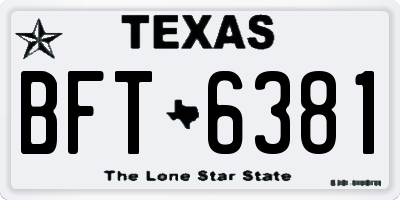 TX license plate BFT6381