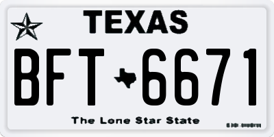 TX license plate BFT6671
