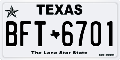 TX license plate BFT6701