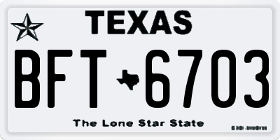 TX license plate BFT6703