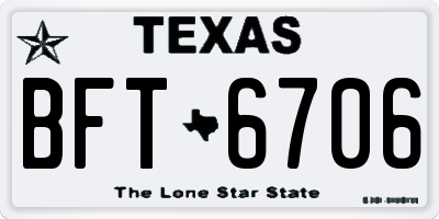 TX license plate BFT6706