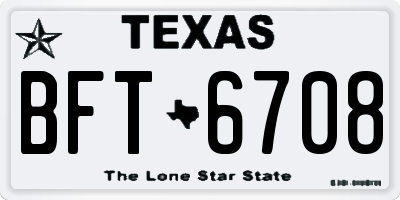 TX license plate BFT6708