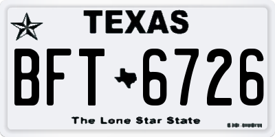 TX license plate BFT6726