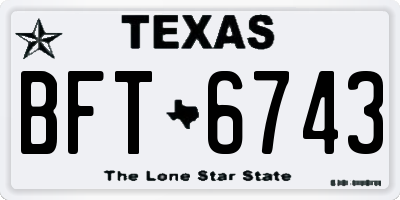 TX license plate BFT6743