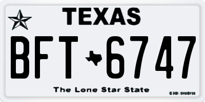 TX license plate BFT6747