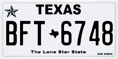 TX license plate BFT6748