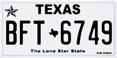 TX license plate BFT6749