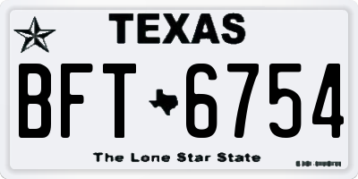 TX license plate BFT6754