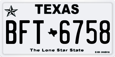 TX license plate BFT6758