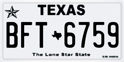 TX license plate BFT6759
