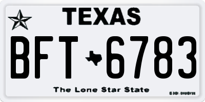 TX license plate BFT6783