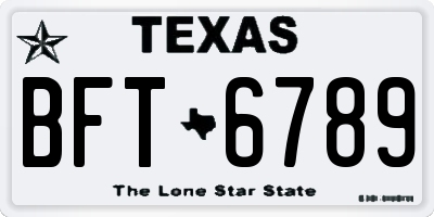 TX license plate BFT6789