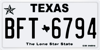 TX license plate BFT6794