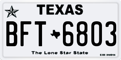TX license plate BFT6803