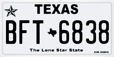 TX license plate BFT6838