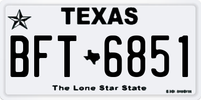 TX license plate BFT6851