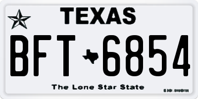 TX license plate BFT6854
