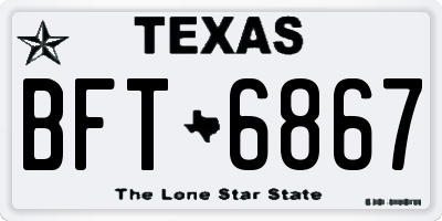 TX license plate BFT6867