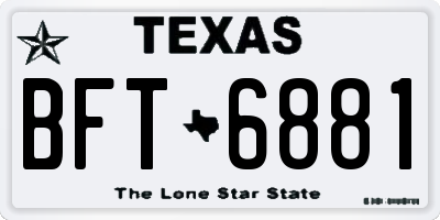 TX license plate BFT6881