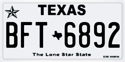 TX license plate BFT6892