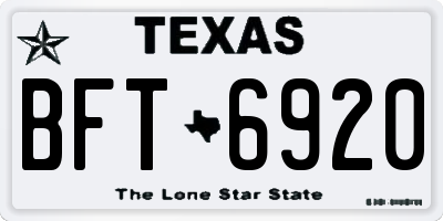 TX license plate BFT6920