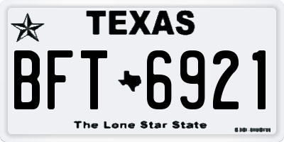 TX license plate BFT6921