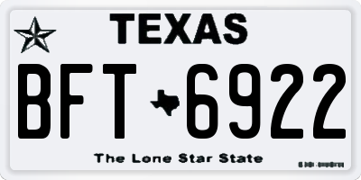 TX license plate BFT6922