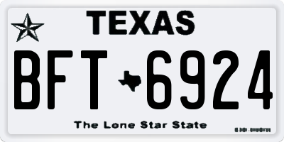 TX license plate BFT6924