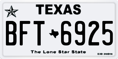 TX license plate BFT6925