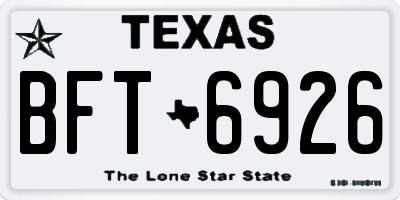 TX license plate BFT6926