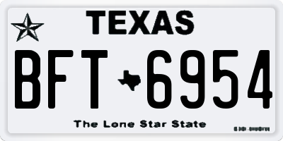 TX license plate BFT6954