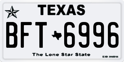 TX license plate BFT6996