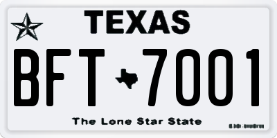 TX license plate BFT7001