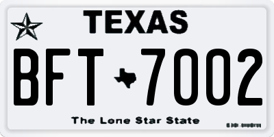 TX license plate BFT7002